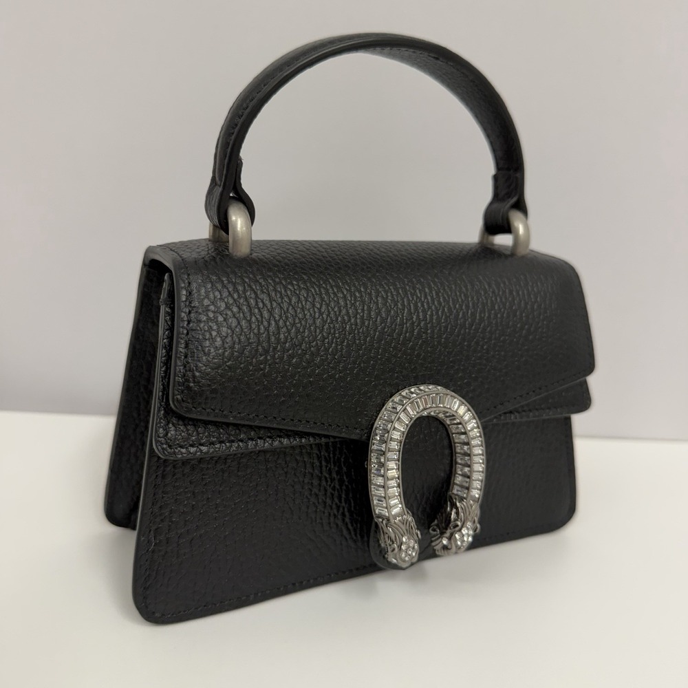 Gucci Leather Dionysus Mini Bag Black Crysals NEW Top Handle Chain Box Dust Bag - Picture 8 of 16